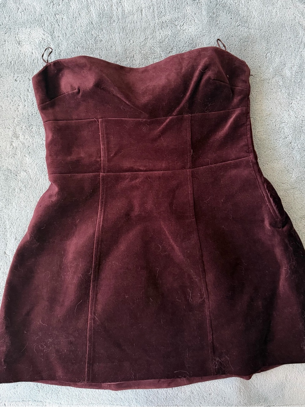 BNWT ZARA Strapless Velvet Mini Dress Bow Deep Burgundy Medium